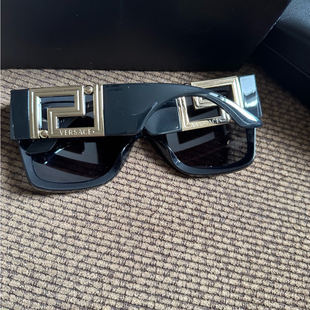 Versace Black Sunglasses with Gold Geometric Design